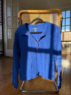 Ralph Lauren Royal Blue Scoop-Neck Polo Sweater